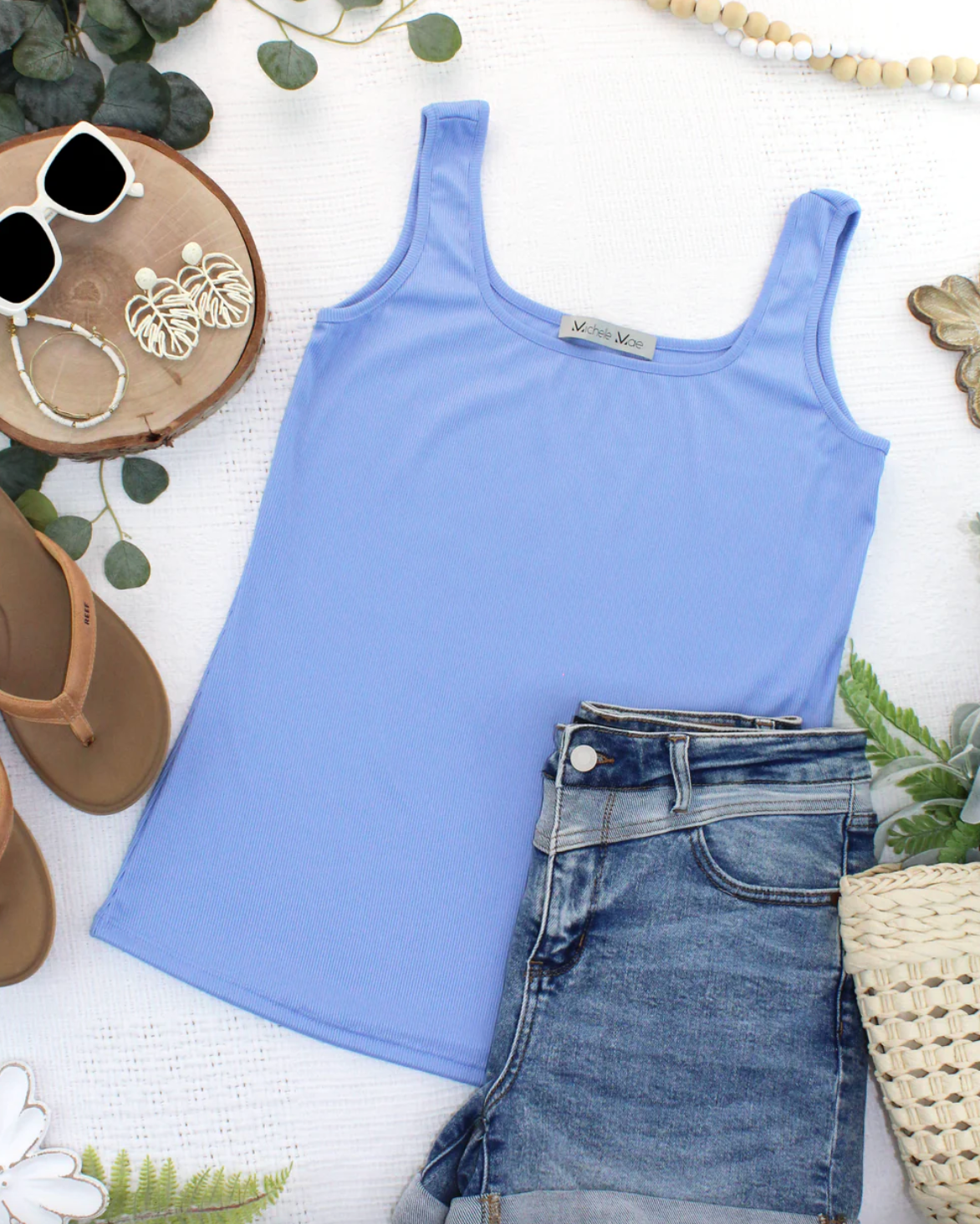 Rachel Ribbed Tank - Sky Blue