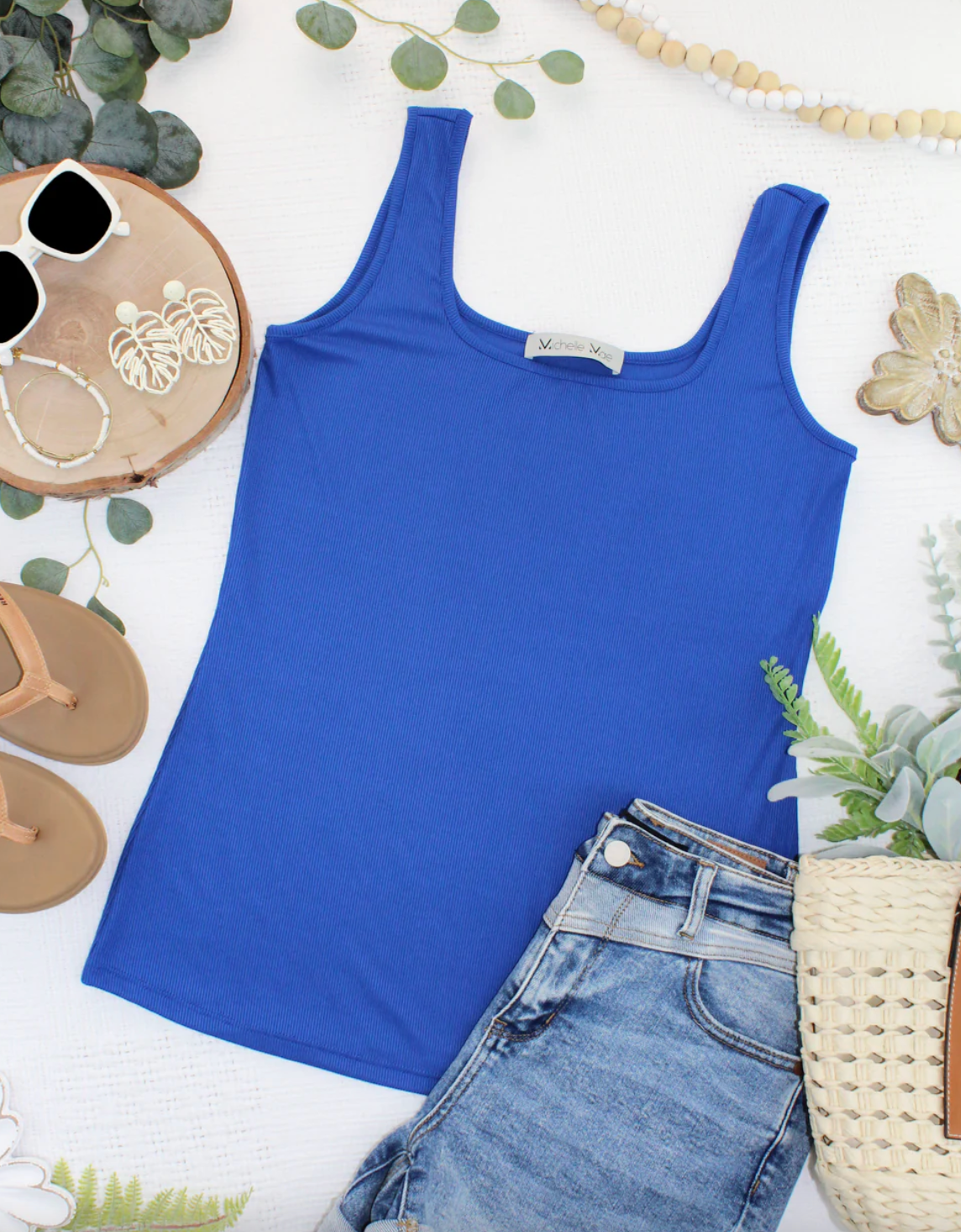 Rachel Ribbed Tank - Royal Blue