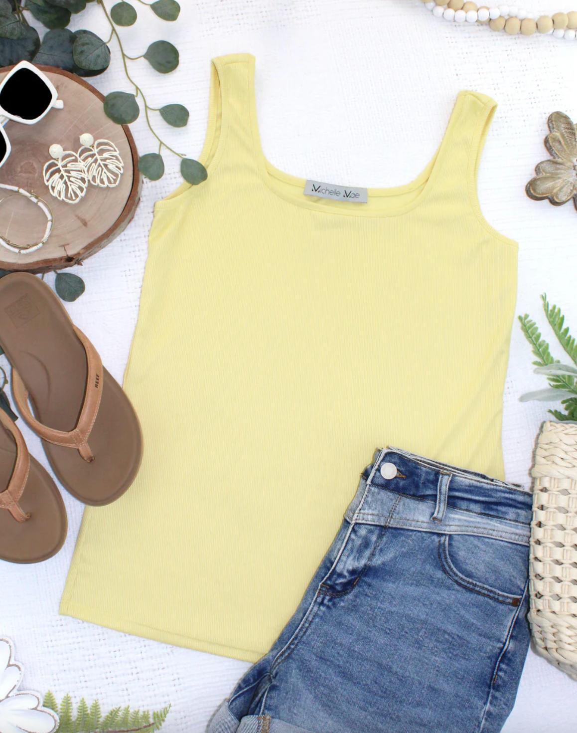 Rachel Ribbed Tank - Yellow