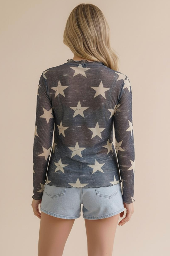 Star Gazer Long Sleeve Mesh Top
