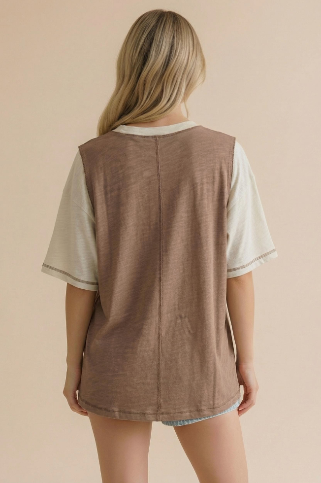 Boho Peace Patchwork Oversized Graphic Tee