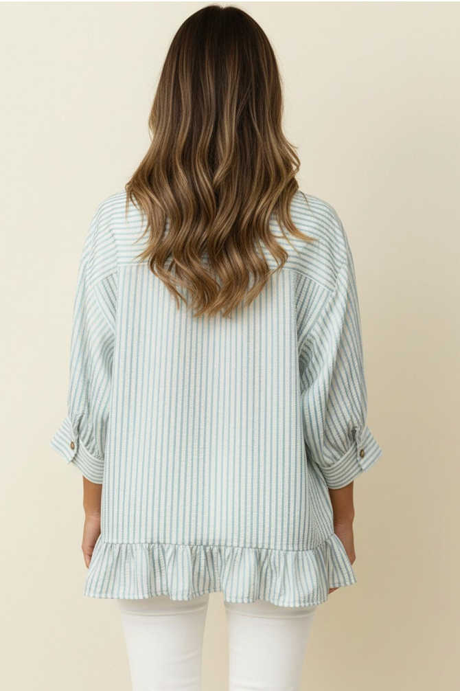 Pretty Please Blue Peplum Blouse