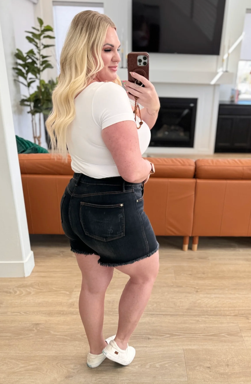 Judy Blue Ember High Rise Control Top Fray Hem Shorts
