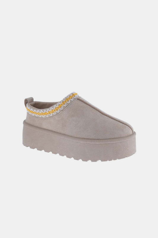 Missed Your Chance Platform Slip-On Boots - TAUPE