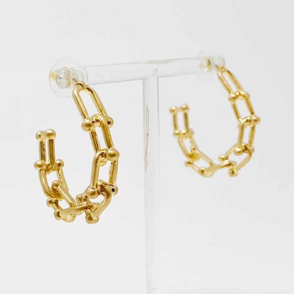 Chained Link Hoop Earrings