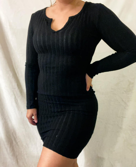 Black Notch Neck Dress