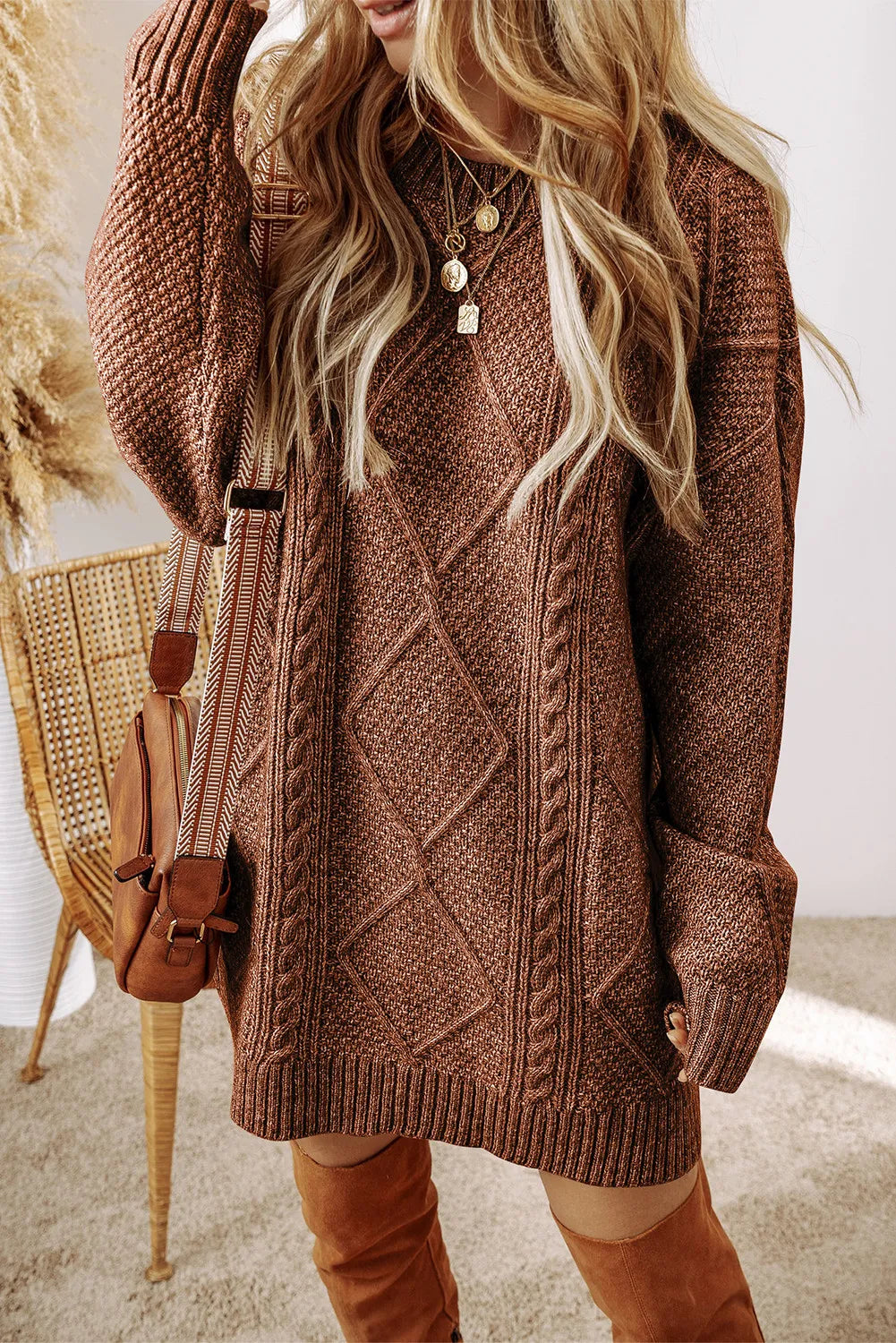 Ella Cable-Knit Sweater Dress