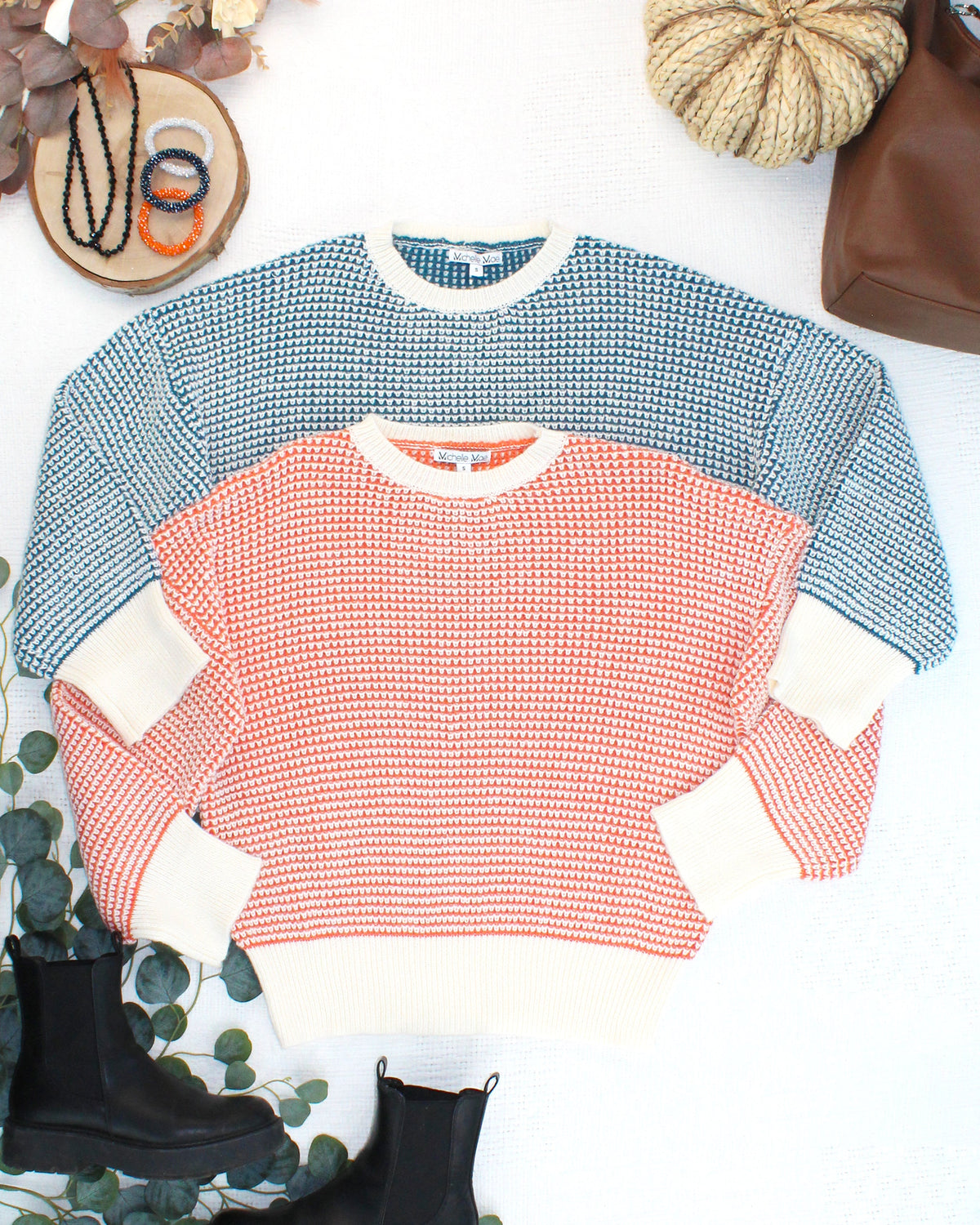 Charlotte Sweater - Orange and Ivory FINAL SALE