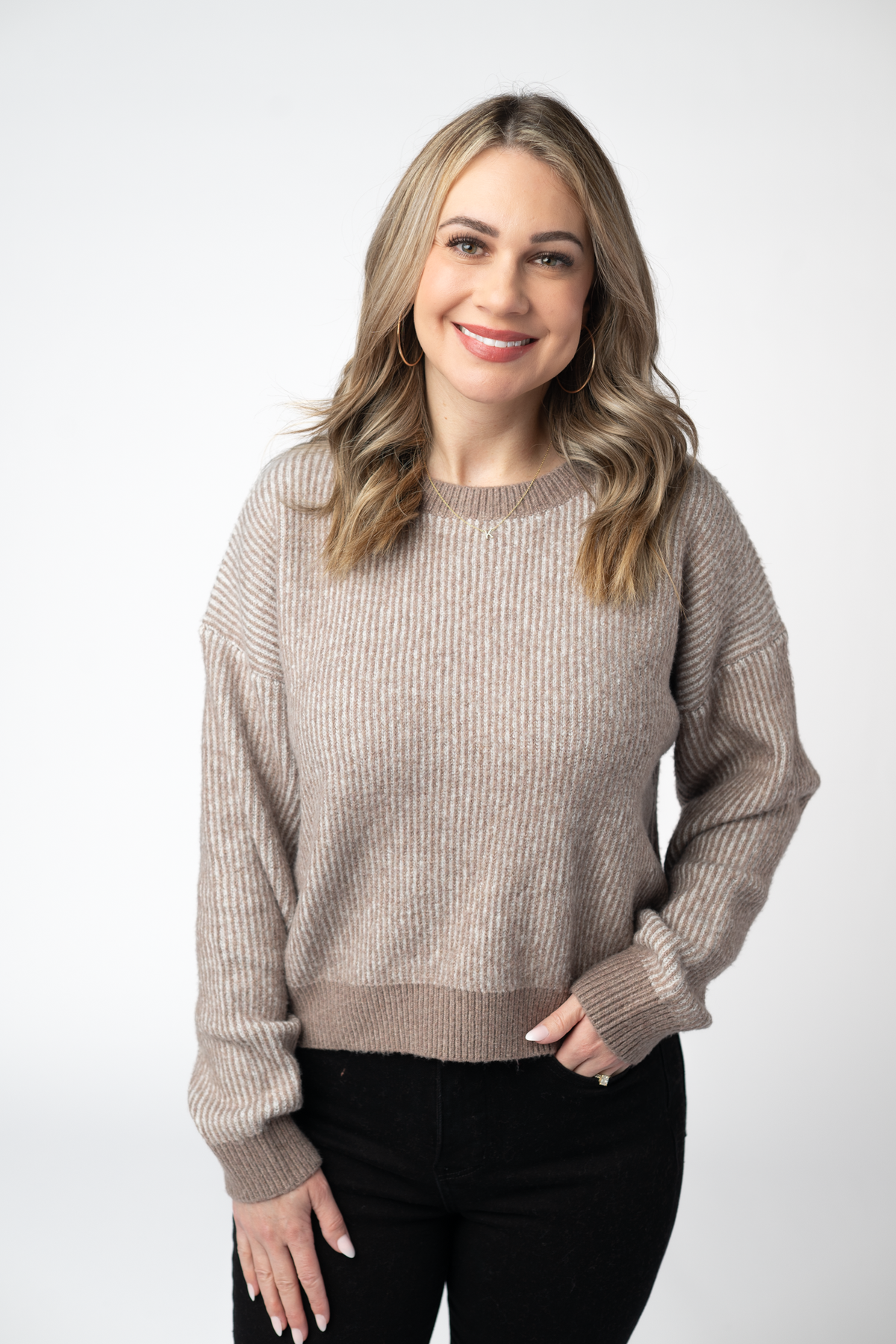 Josie Cozy Crew Sweater - Mocha FINAL SALE