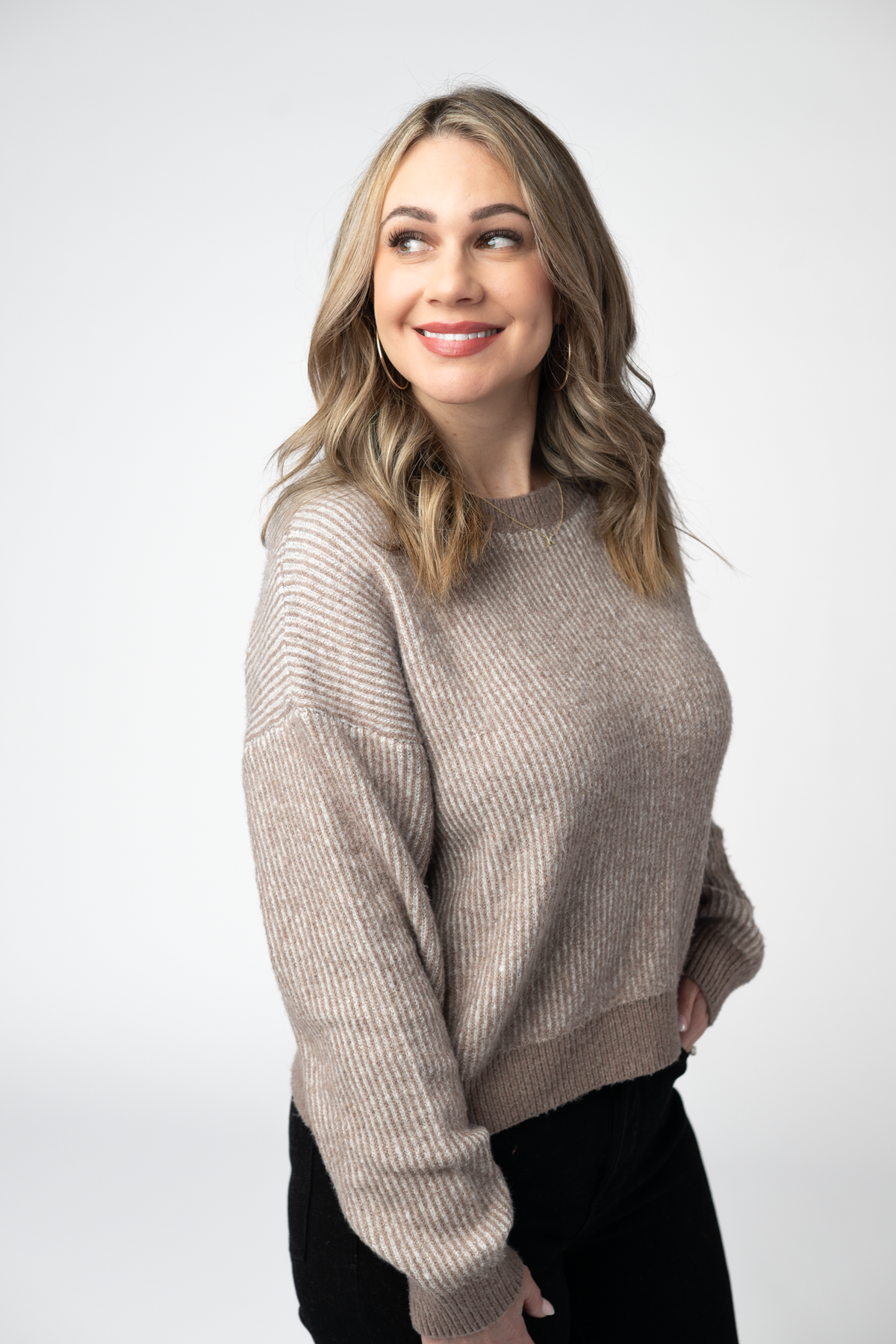 Josie Cozy Crew Sweater - Mocha FINAL SALE