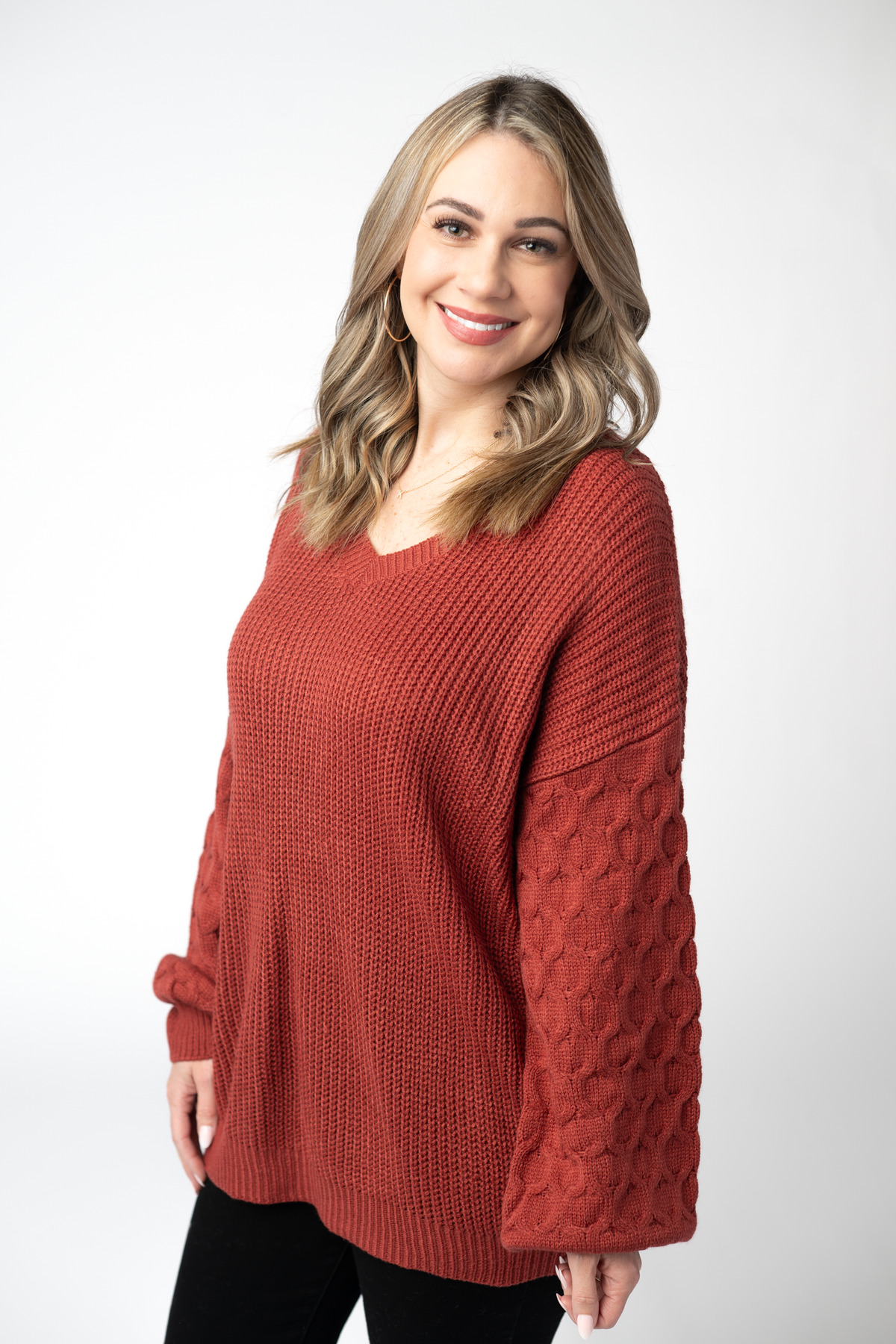 Talina Textured Sweater - Brick FINAL SALE