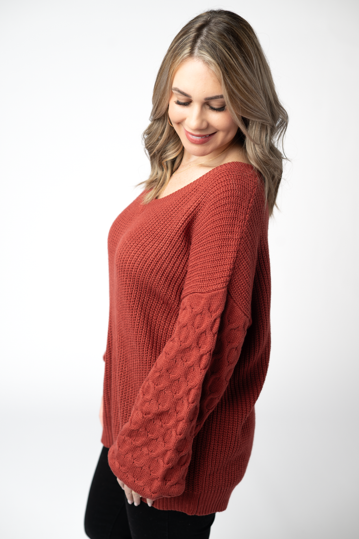 Talina Textured Sweater - Brick FINAL SALE