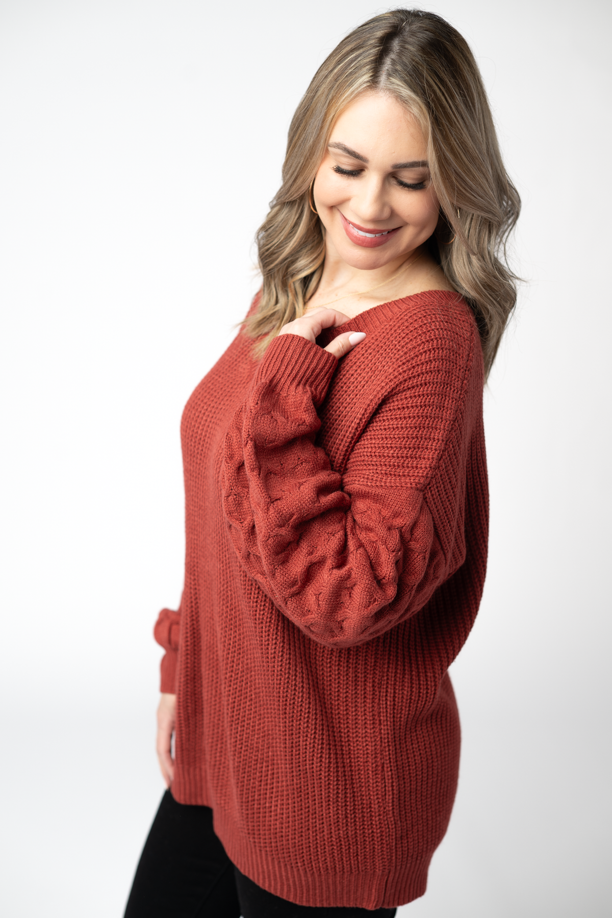 Talina Textured Sweater - Brick FINAL SALE