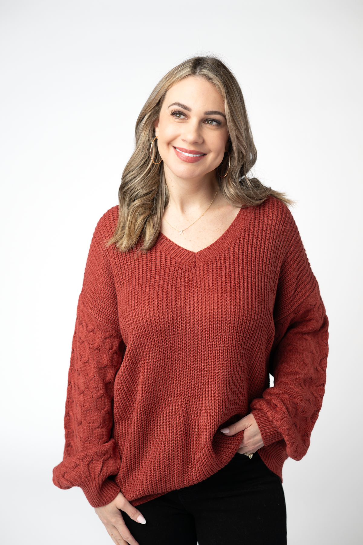 Talina Textured Sweater - Brick FINAL SALE