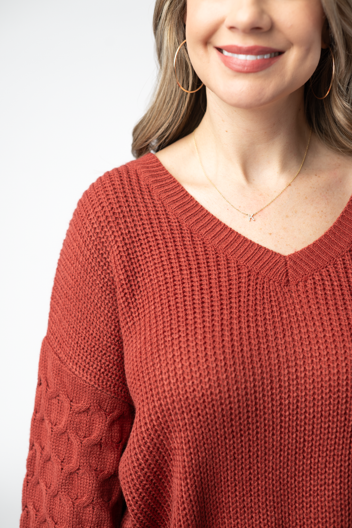 Talina Textured Sweater - Brick FINAL SALE