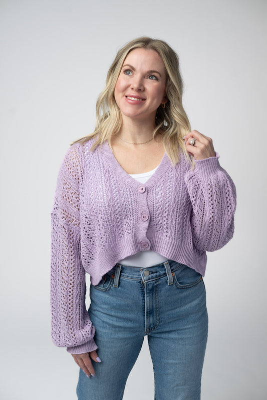 Callie Cropped Cardigan - Lavender