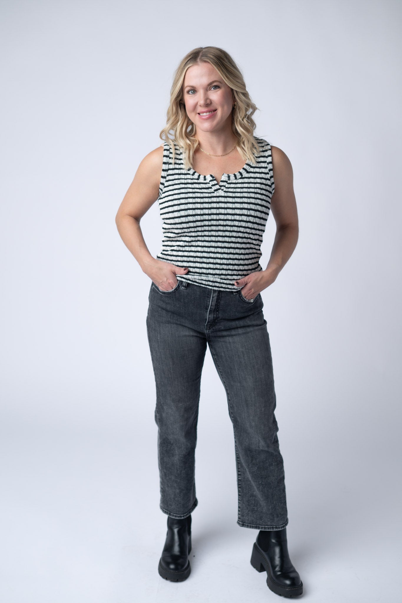 Stella Striped Tank - Black