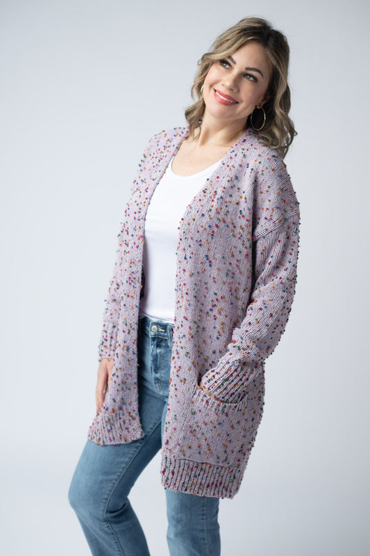 Carly Confetti Dot Cardigan - Lavender