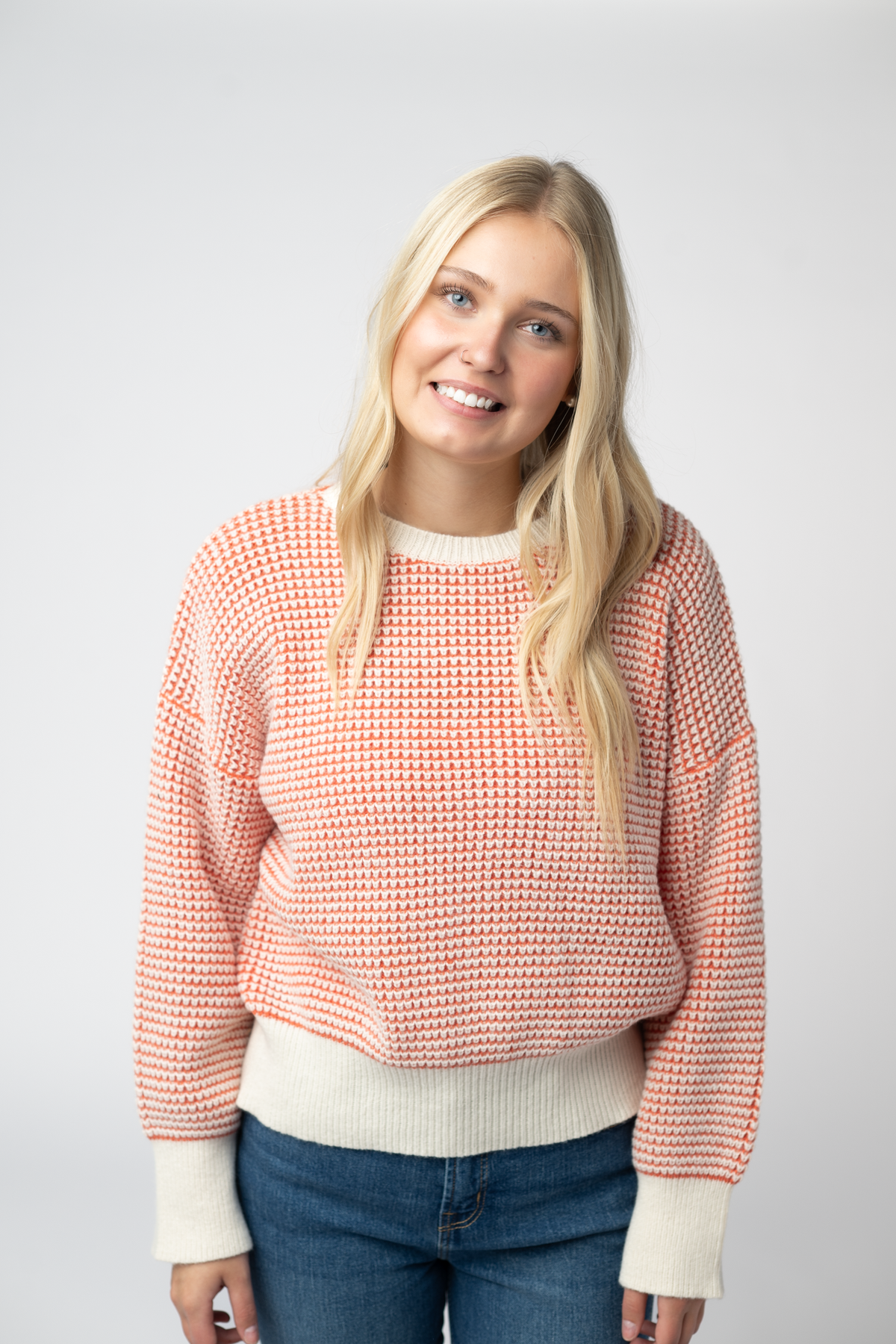 Charlotte Sweater - Orange and Ivory FINAL SALE