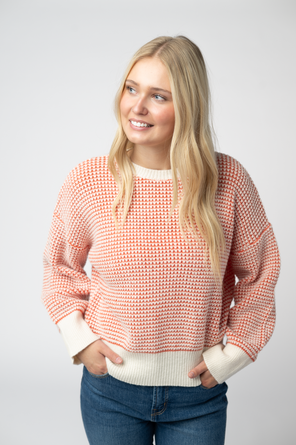 Charlotte Sweater - Orange and Ivory FINAL SALE