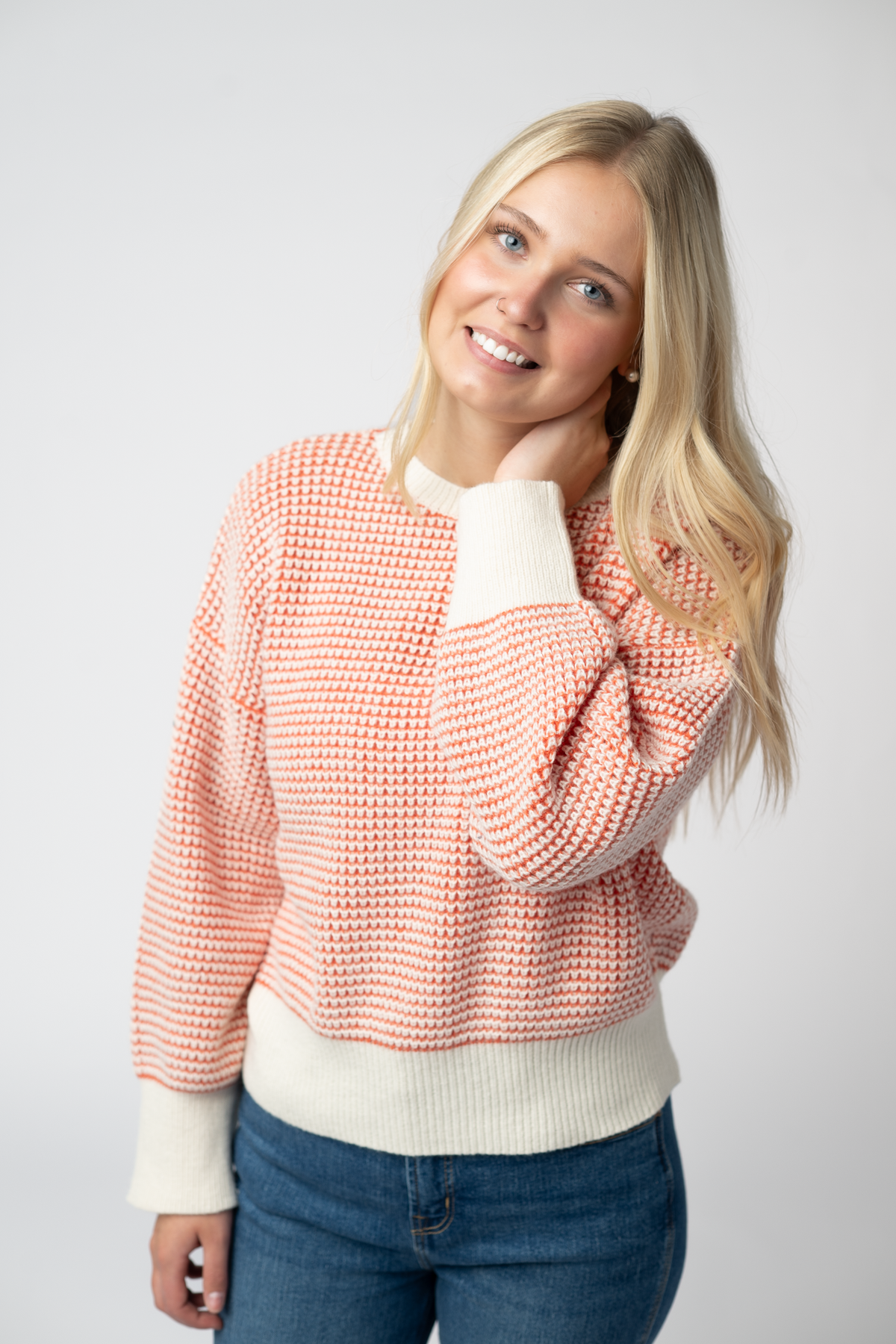 Charlotte Sweater - Orange and Ivory FINAL SALE
