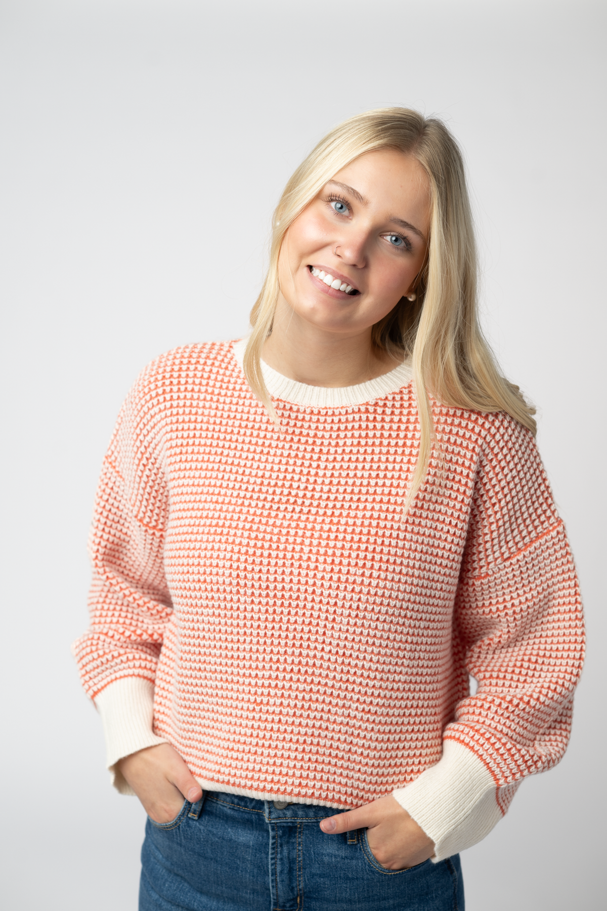 Charlotte Sweater - Orange and Ivory FINAL SALE
