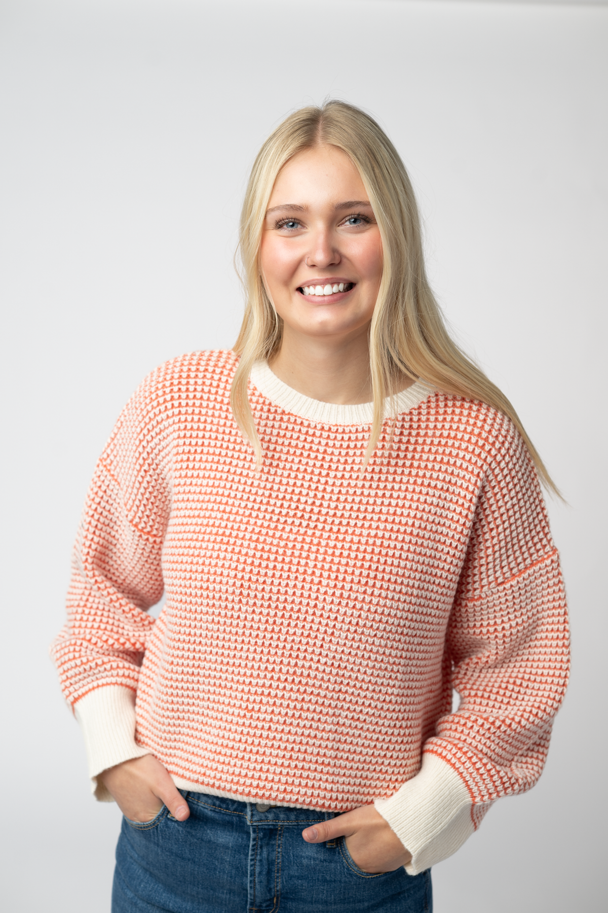 Charlotte Sweater - Orange and Ivory FINAL SALE