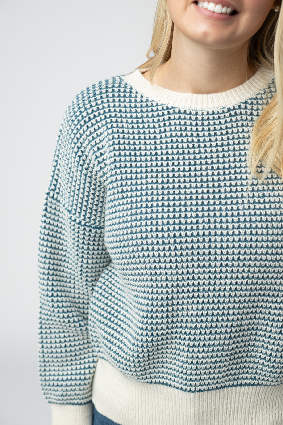 Charlotte Sweater - Teal and Ivory FINAL SALE