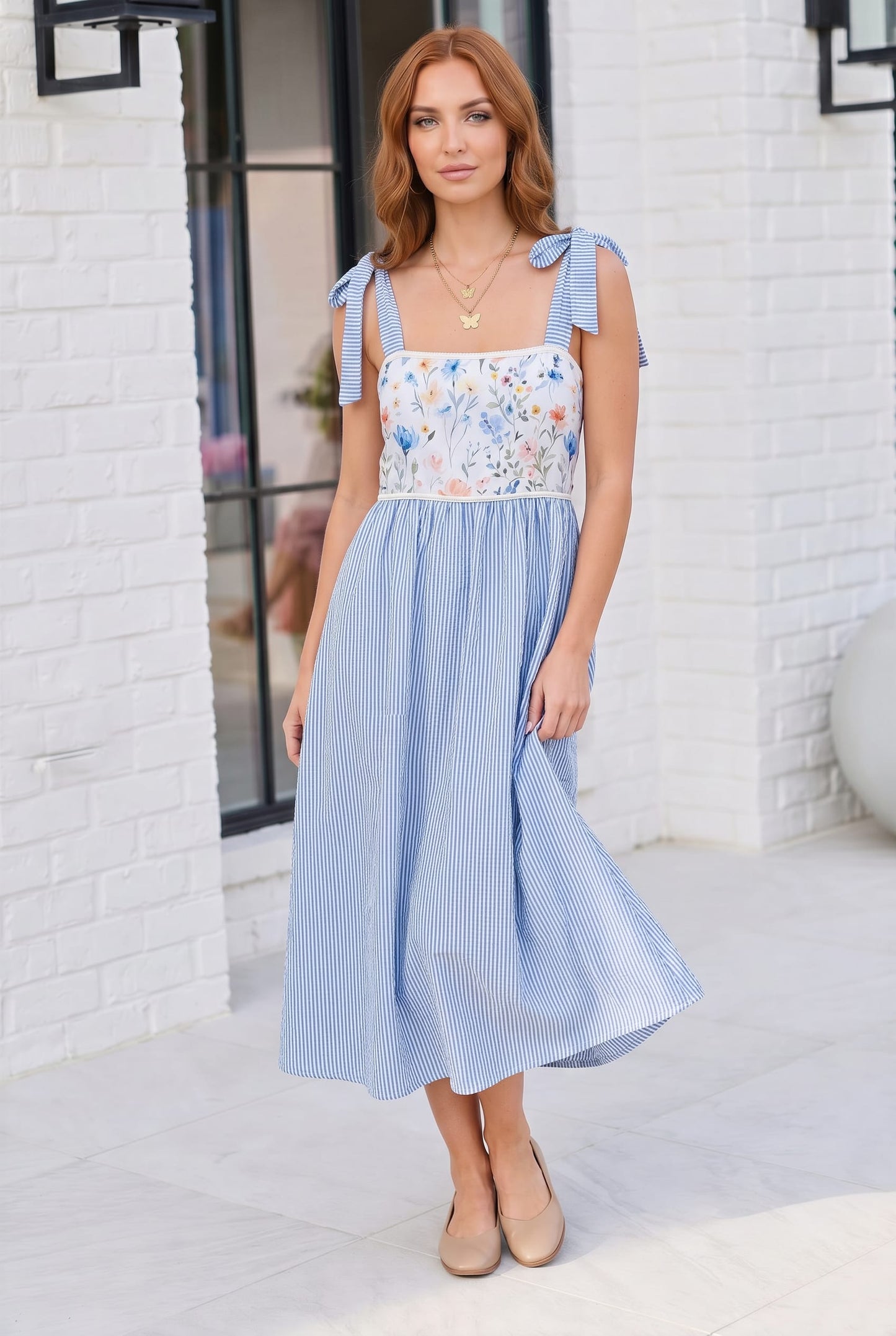 Wildflower Wishes Striped Midi Dress