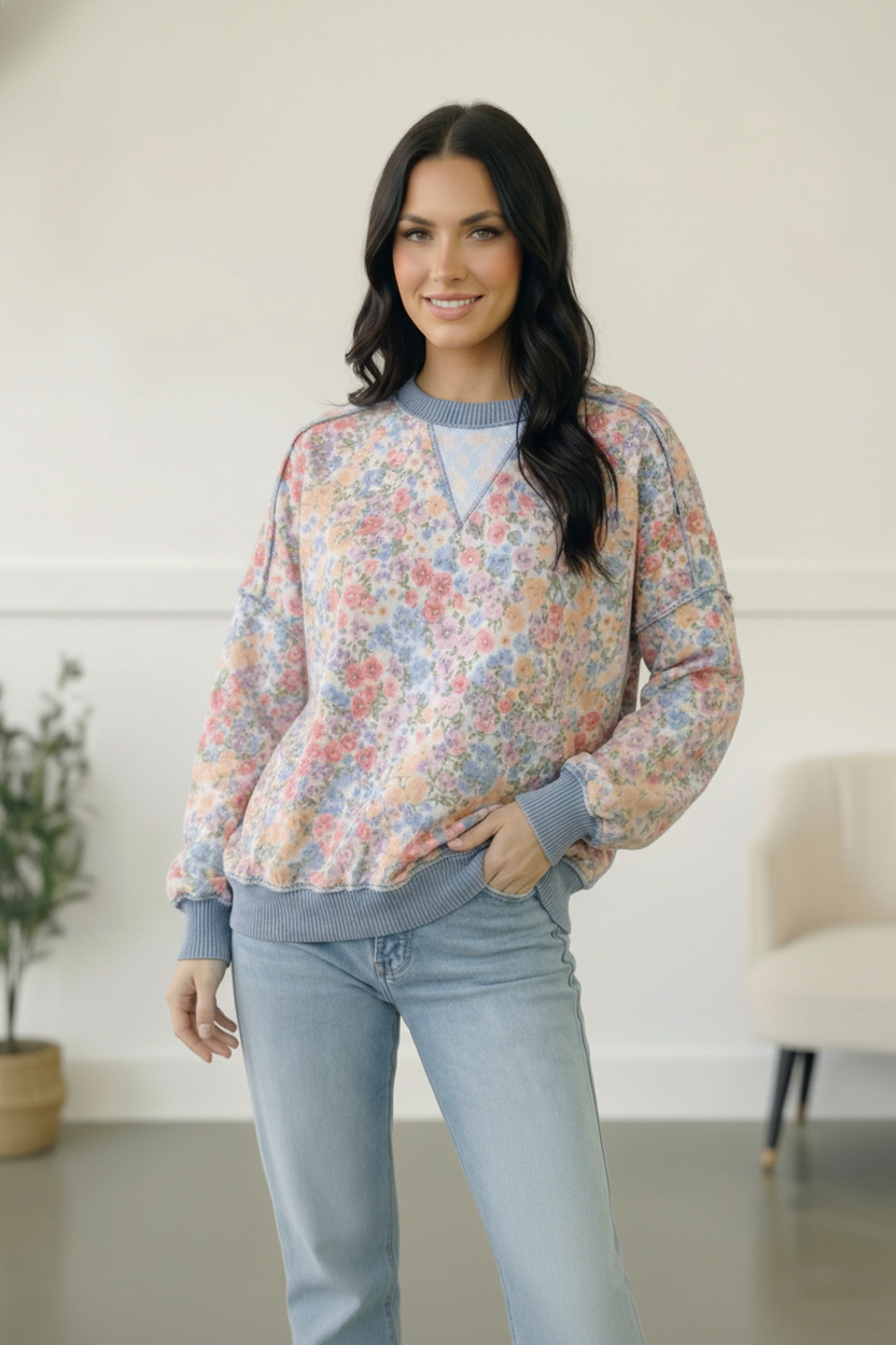 Meadow Breeze Floral Pullover