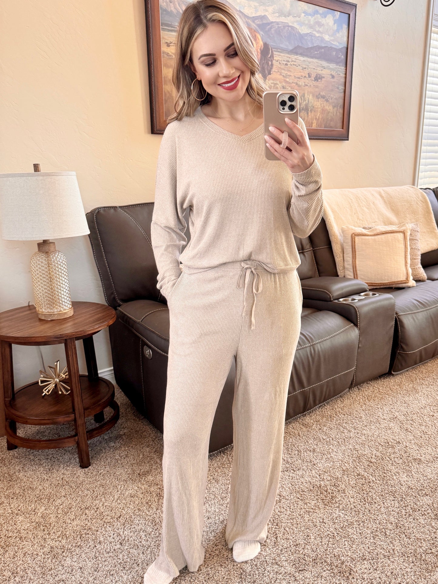 Cozy Brushed Lounge Set In Natural Beige