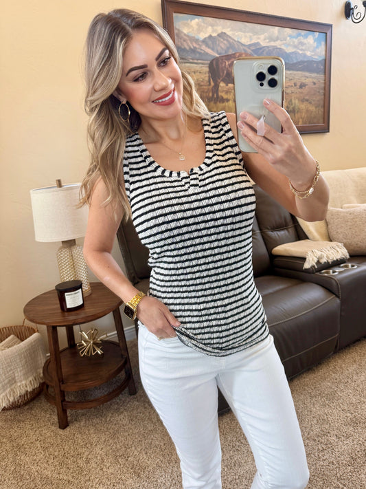 Stella Striped Tank - Black