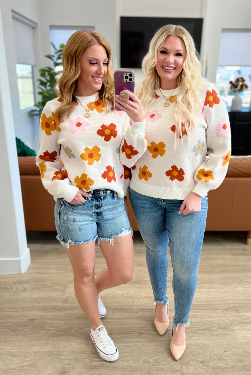 Falling Flowers Floral Sweater