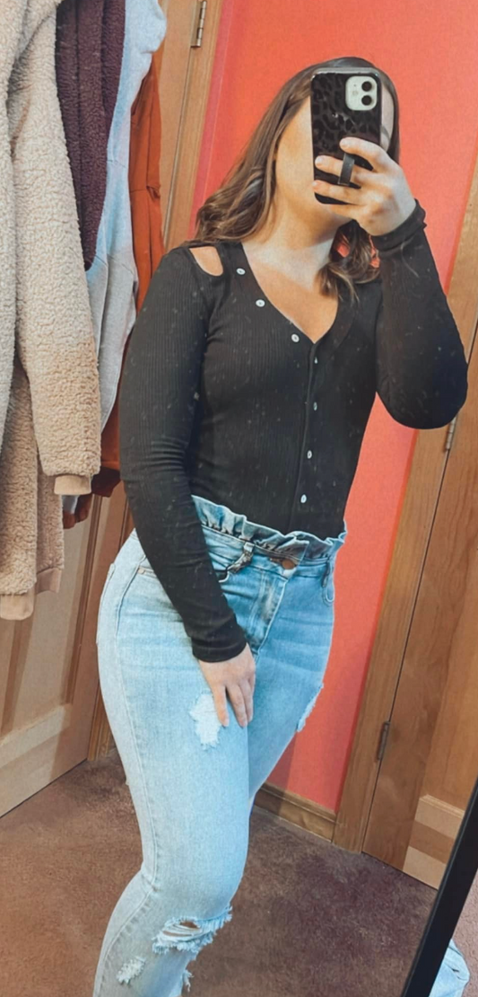 Cutout Shoulder Bodysuit
