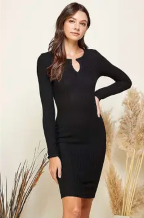 Black Notch Neck Dress