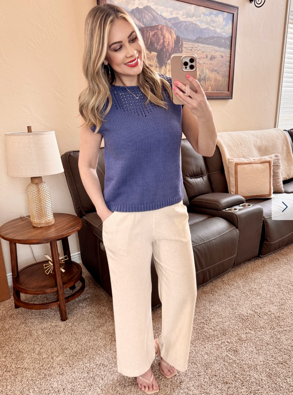 Slate Blue Knit Sleeveless Sweater