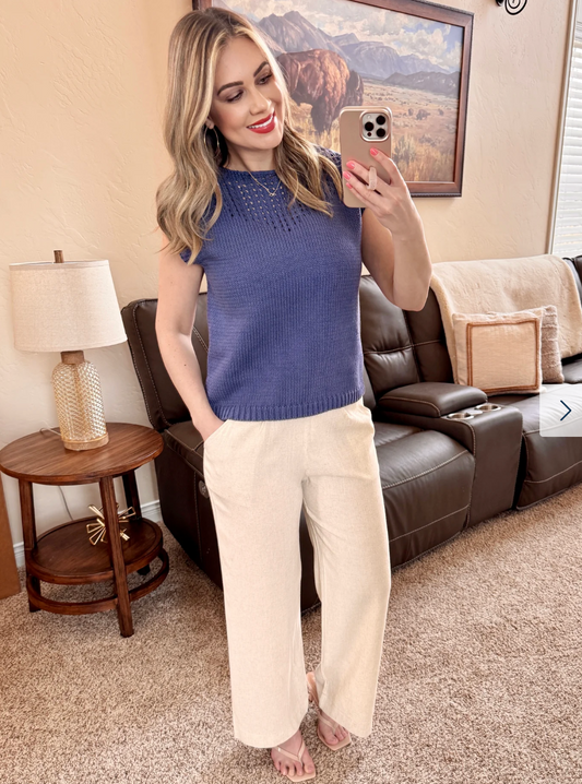 Slate Blue Knit Sleeveless Sweater