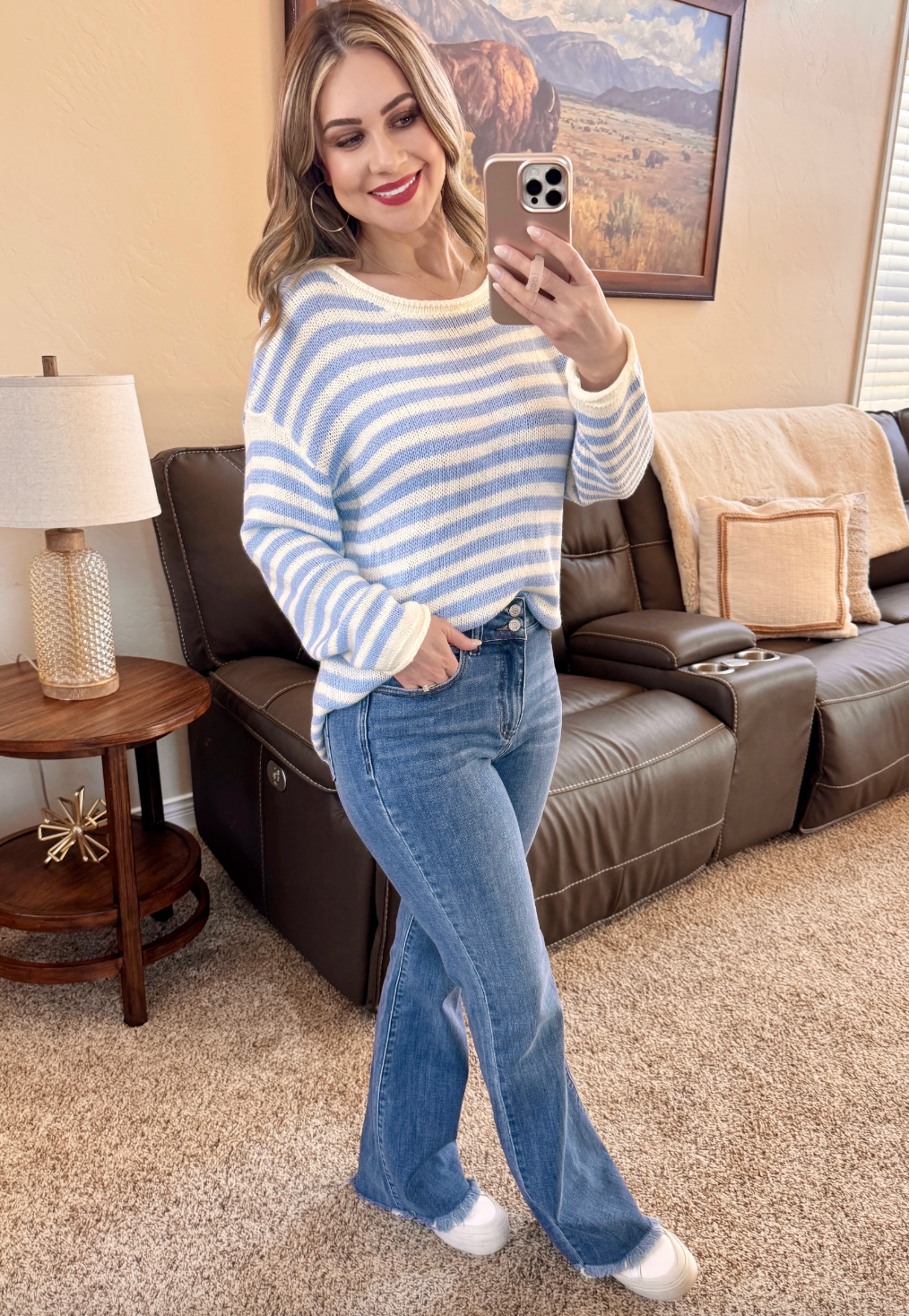 Double Button Bootcut Frayed Hem Judy Blue Jeans