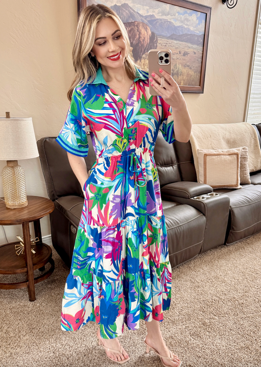 Midi Dress in Royal Mix