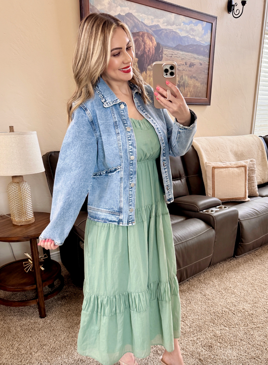Ruffle Denim Jacket