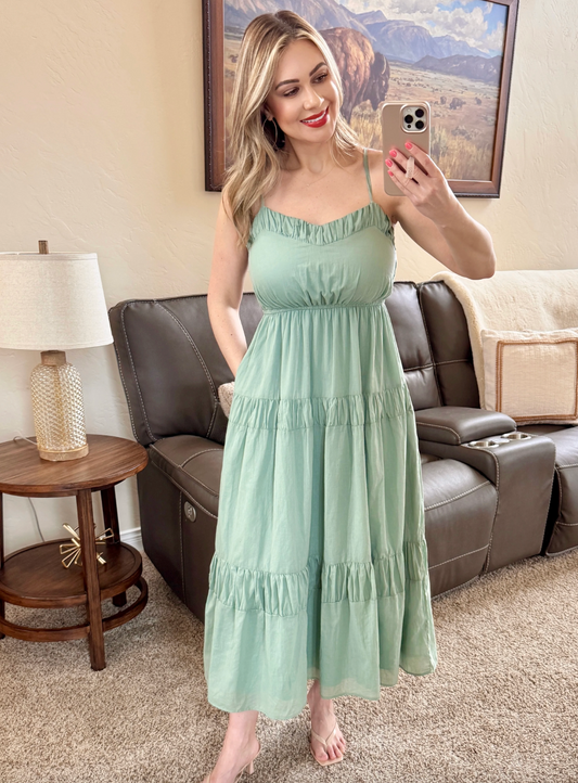 Tiered Spring Green Dress