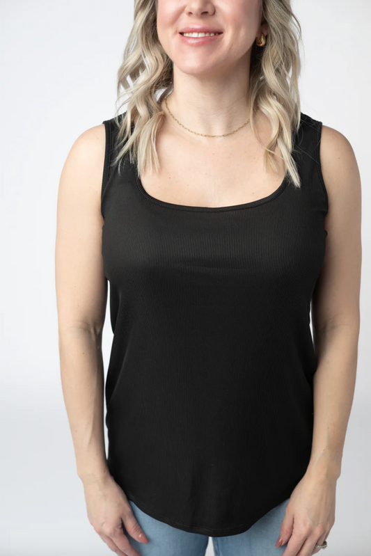 Rachel Ribbed Tank - Black