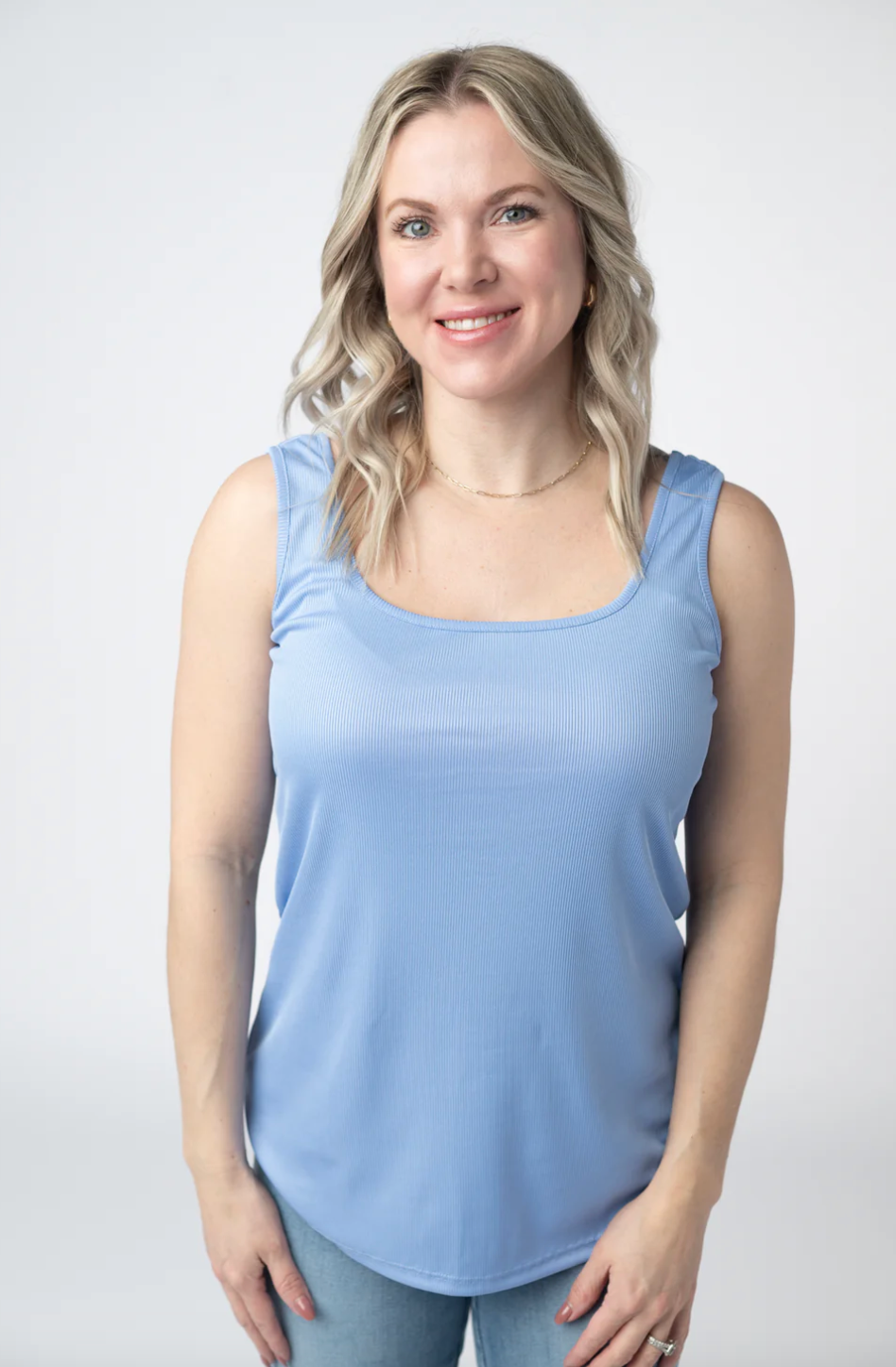 Rachel Ribbed Tank -  Sky Blue
