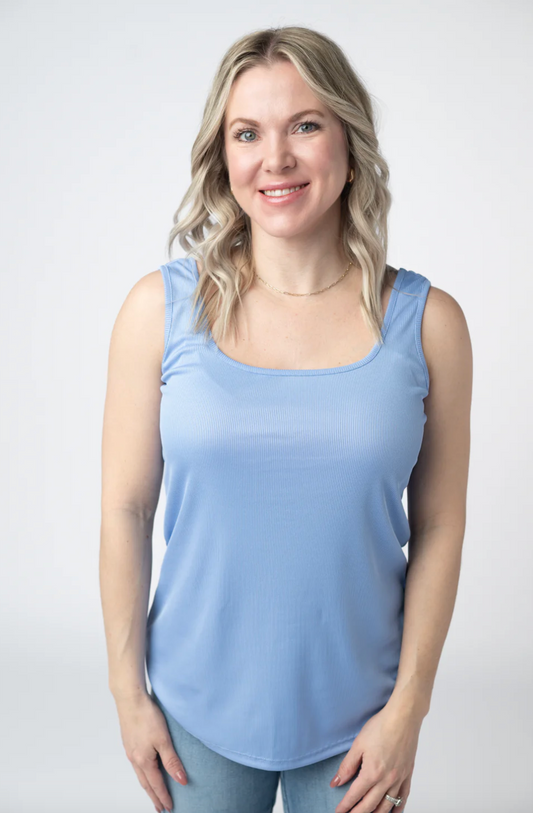 Rachel Ribbed Tank -  Sky Blue