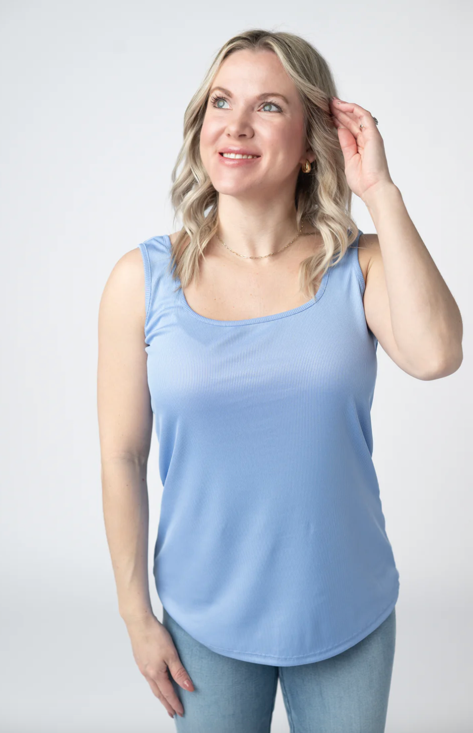 Rachel Ribbed Tank -  Sky Blue