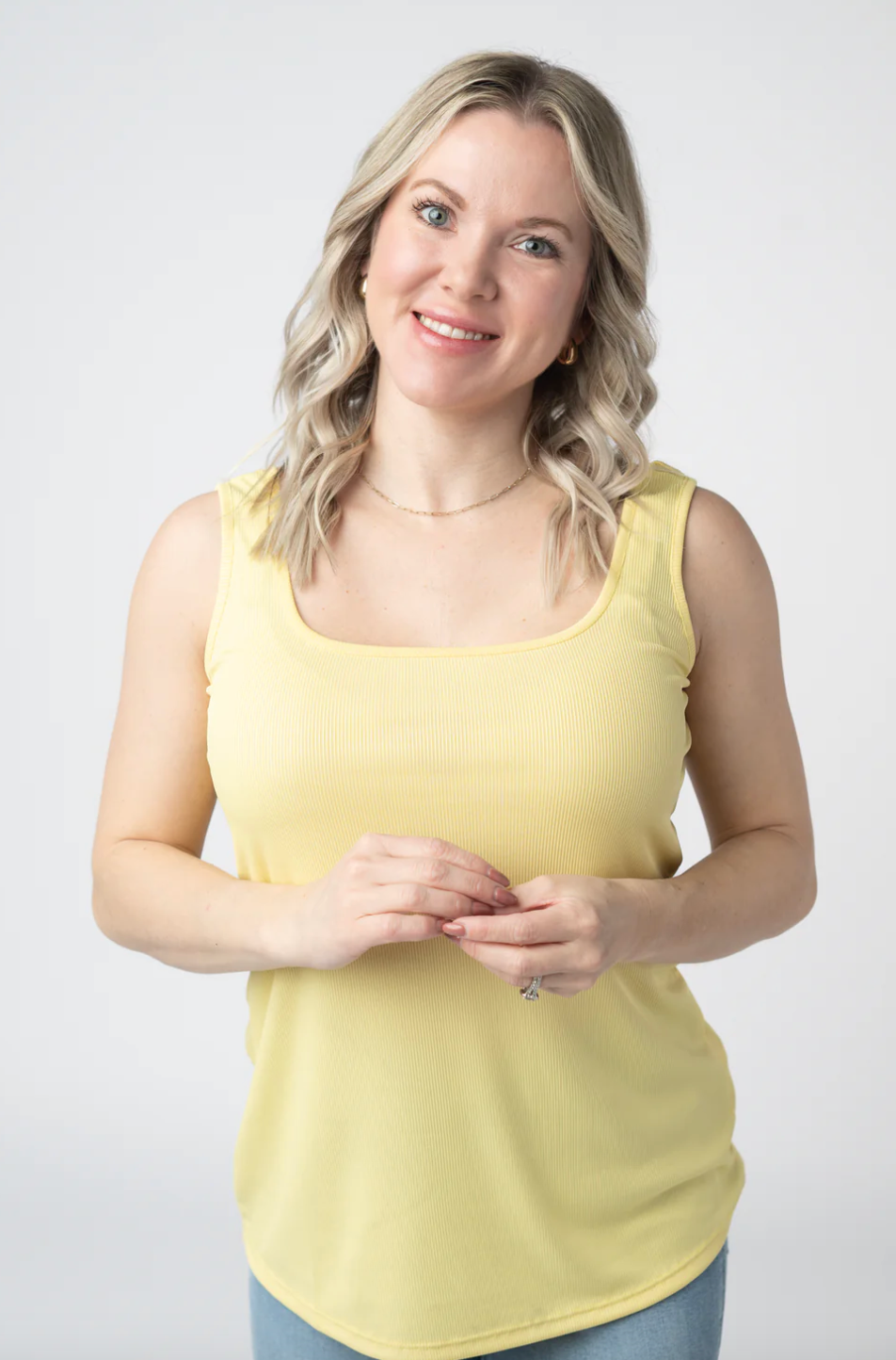 Rachel Ribbed Tank - Yellow