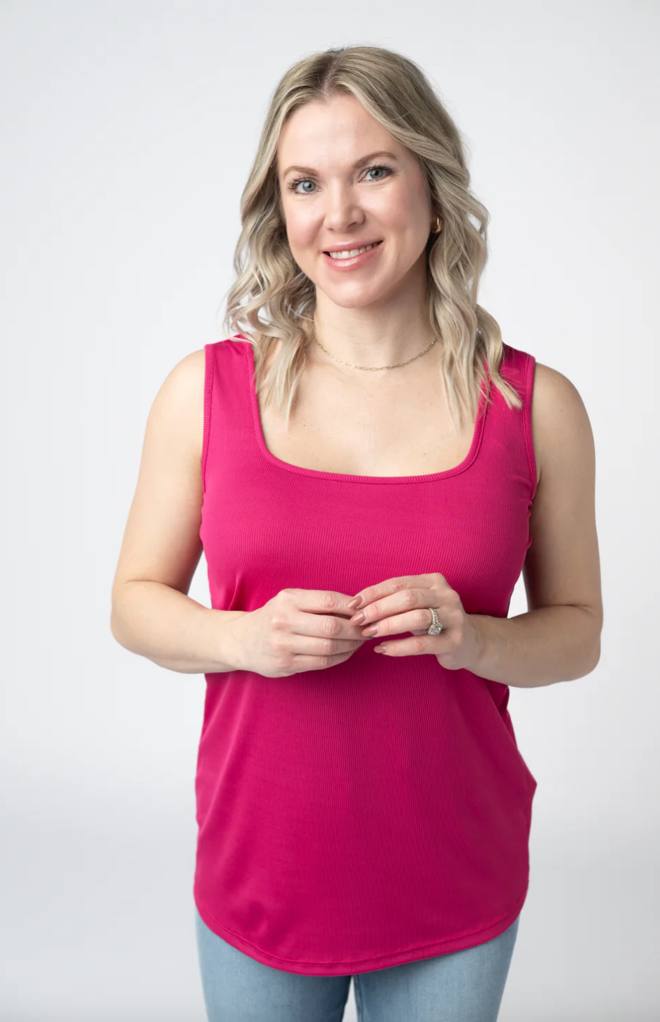 Rachel Ribbed Tank -  Hot Pink