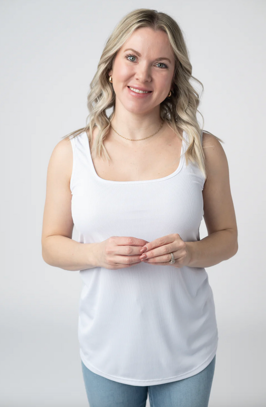 Rachel Ribbed Tank - White