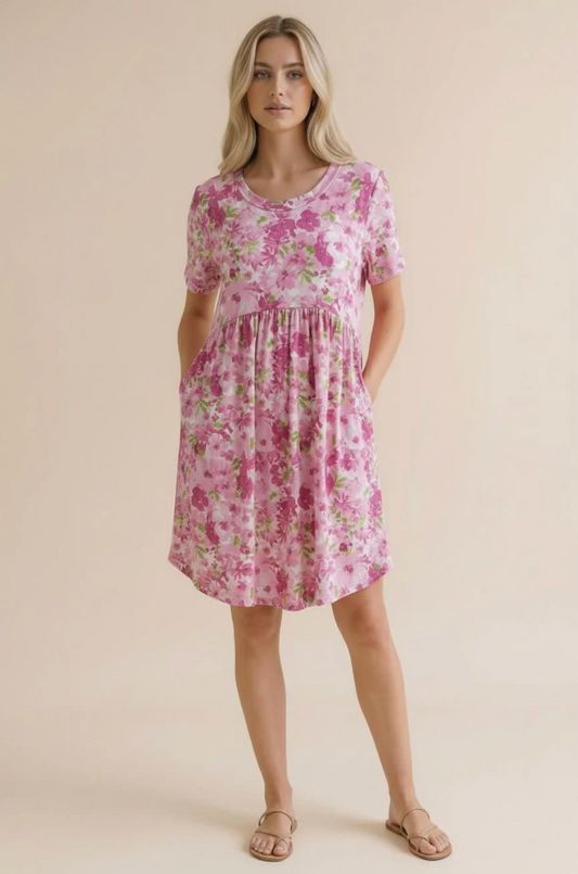 In the Sunshine Fuchsia Babydoll Dress