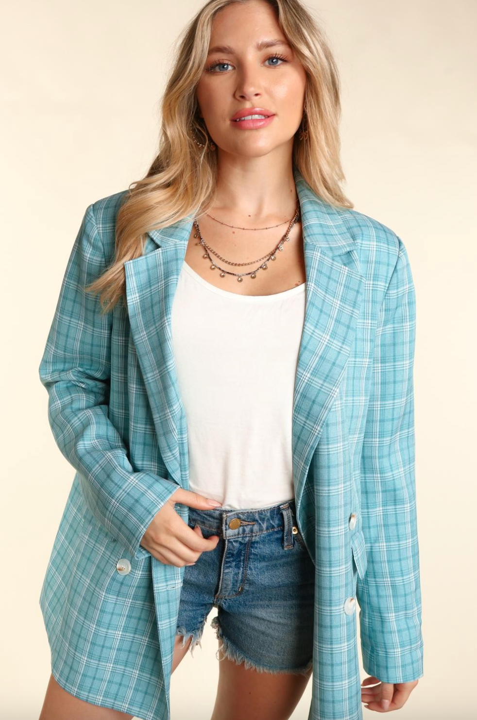 Mint To Be Plaid Blazer